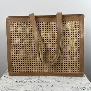 St. Agni Womens Woven Hennie Market Bag Shoulder Tote Leather Luxury Sold out